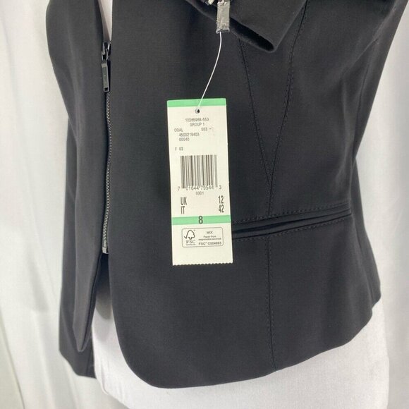 Anne Klein NWT Black Collarless Long‎ Sleeve Career Minimalist Blazer 8/C38 - Picture 8 of 10